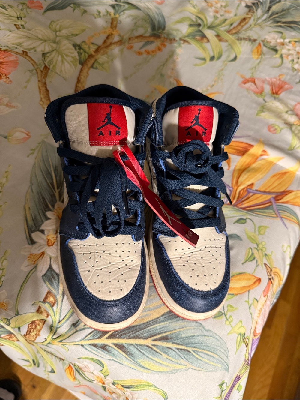 Jordan Kids Navy, White & Red High-Top Sneakers